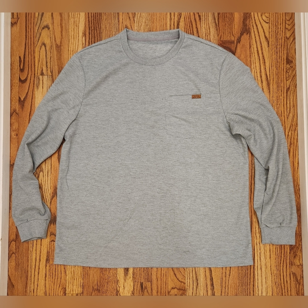 2XL Mens Classic, Gray Long Sleeve Shirt